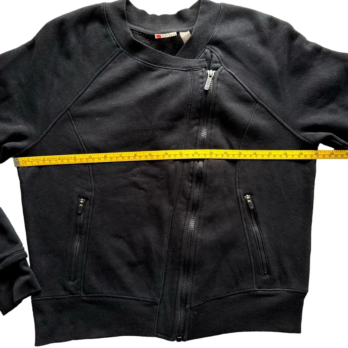 Zella Asymmetrical Black Zip Up Active Leisure Jacket Size Large image indicator(9)