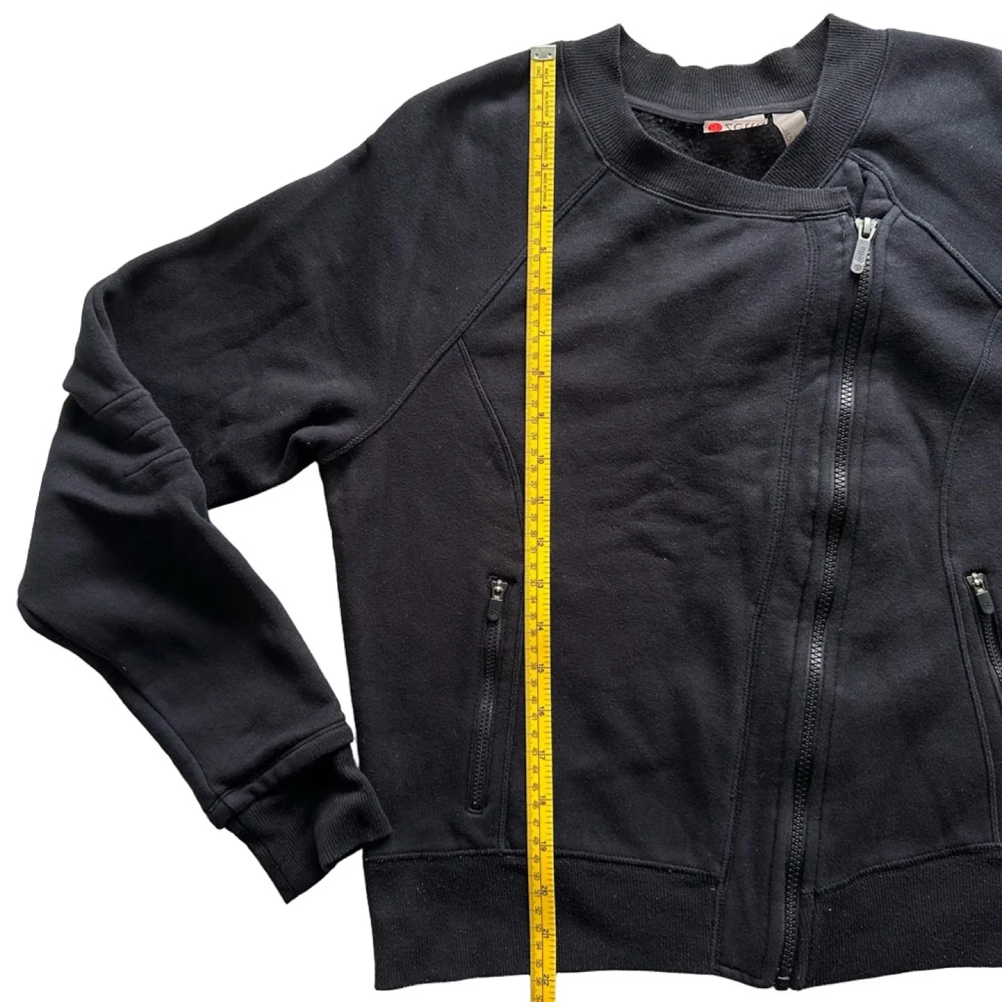 Zella Asymmetrical Black Zip Up Active Leisure Jacket Size Large image indicator(10)