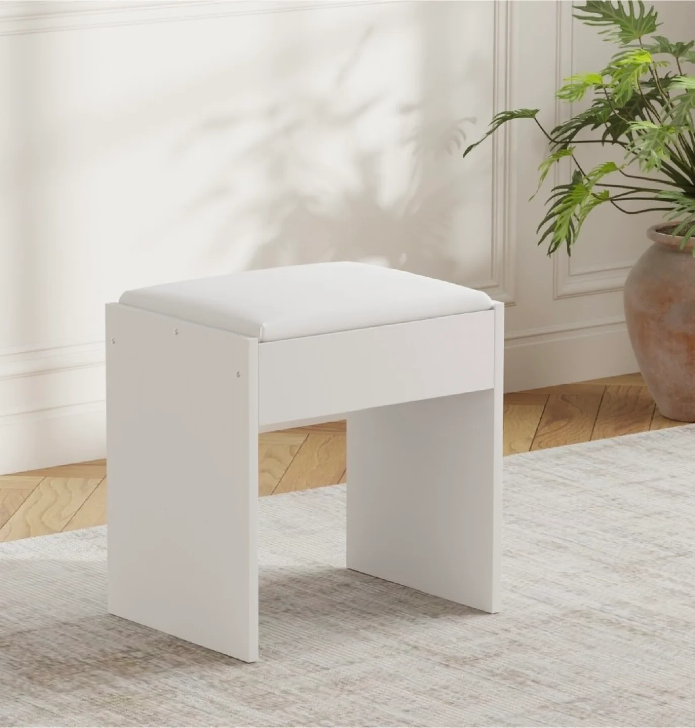 White Vanity Stool thumbnail