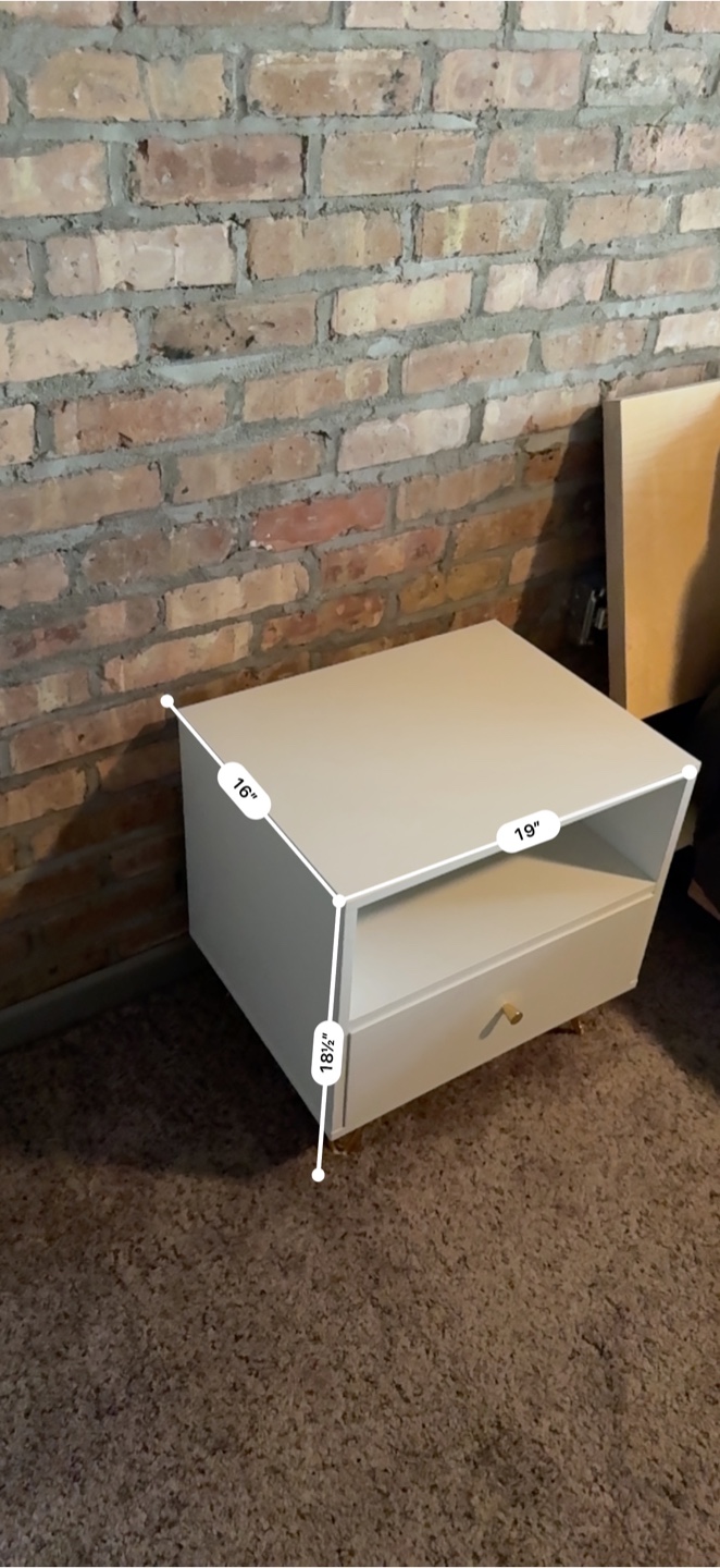 Modern White Nightstand with Gold Legs