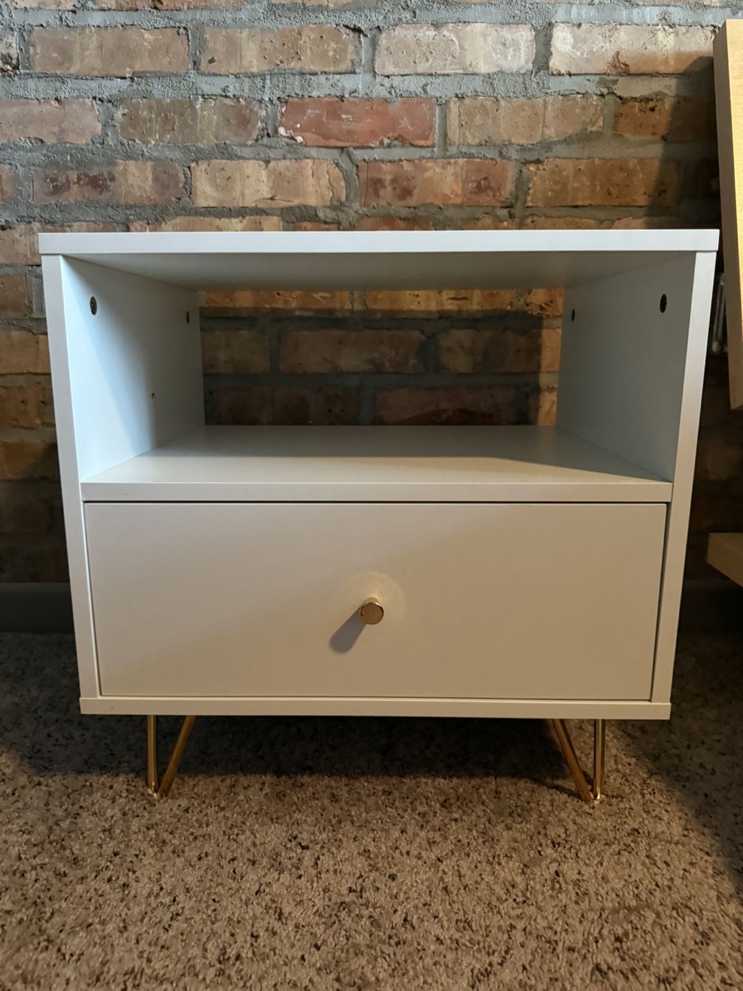 Modern White Nightstand with Gold Legs - photo 3
