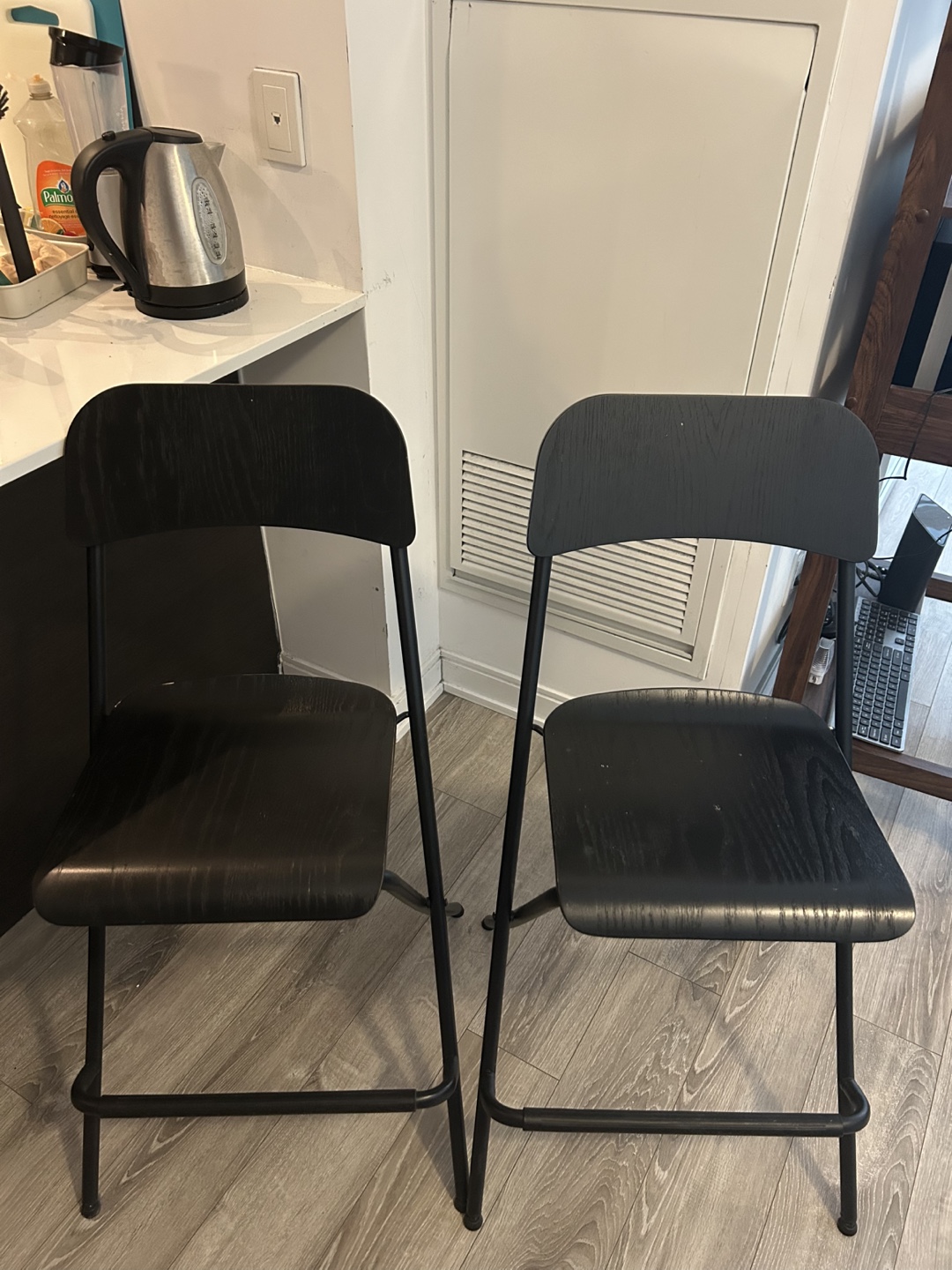 Set of Two Black Bar Chairs