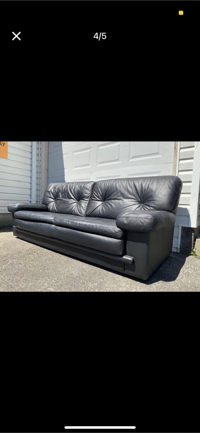 Black Leather Sofa - photo 3