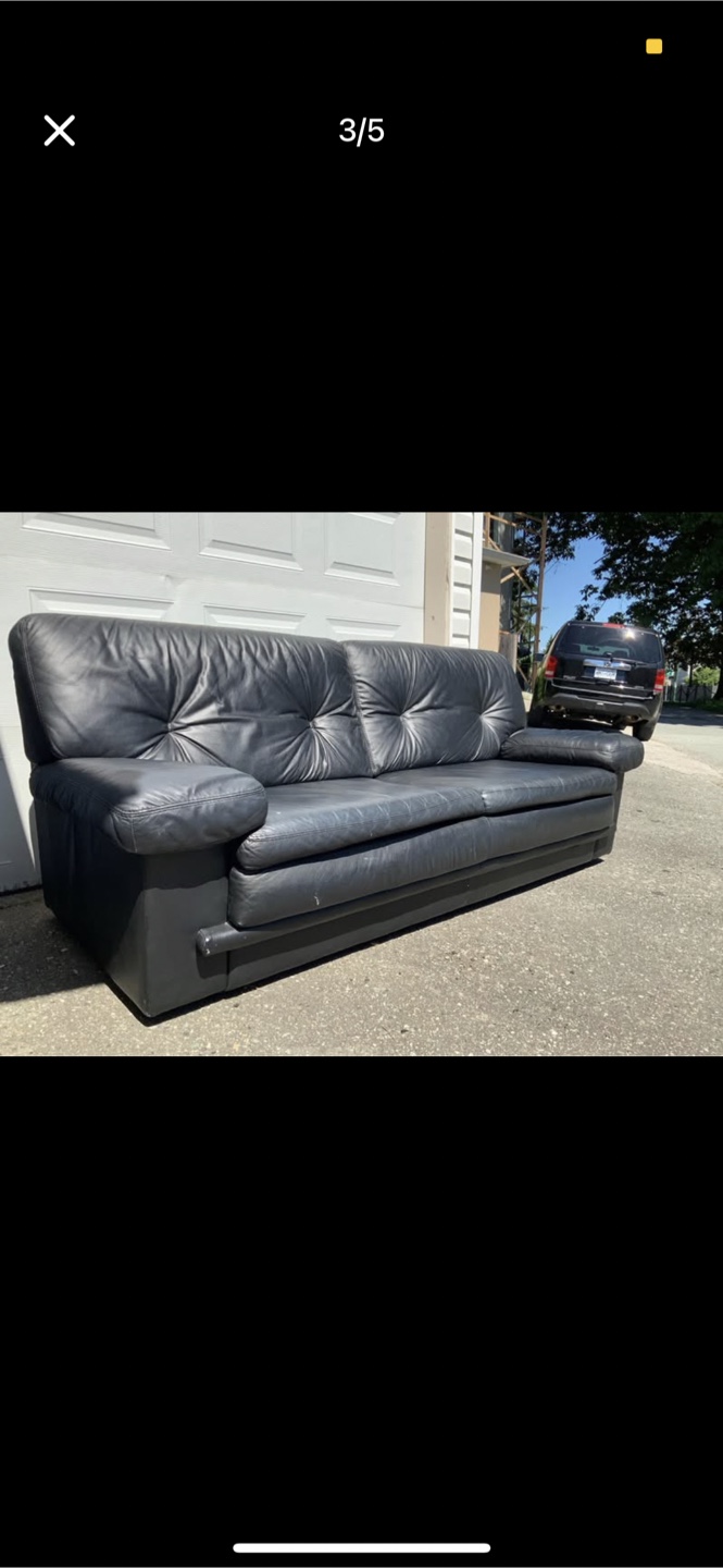 Black Leather Sofa - photo 2