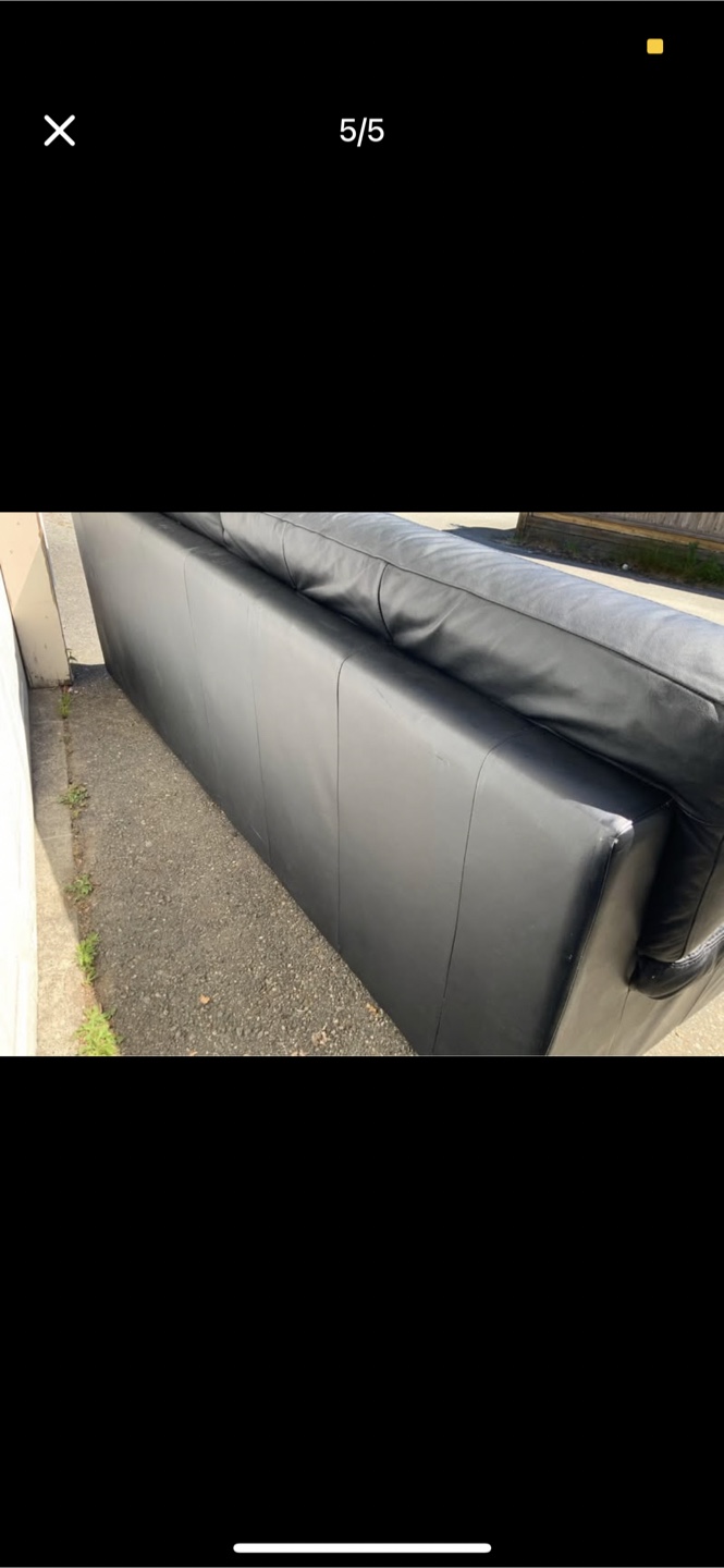 Black Leather Sofa - photo 4