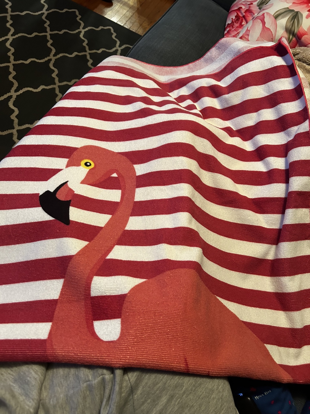 Flamingo Striped Beach Towel #freecycle