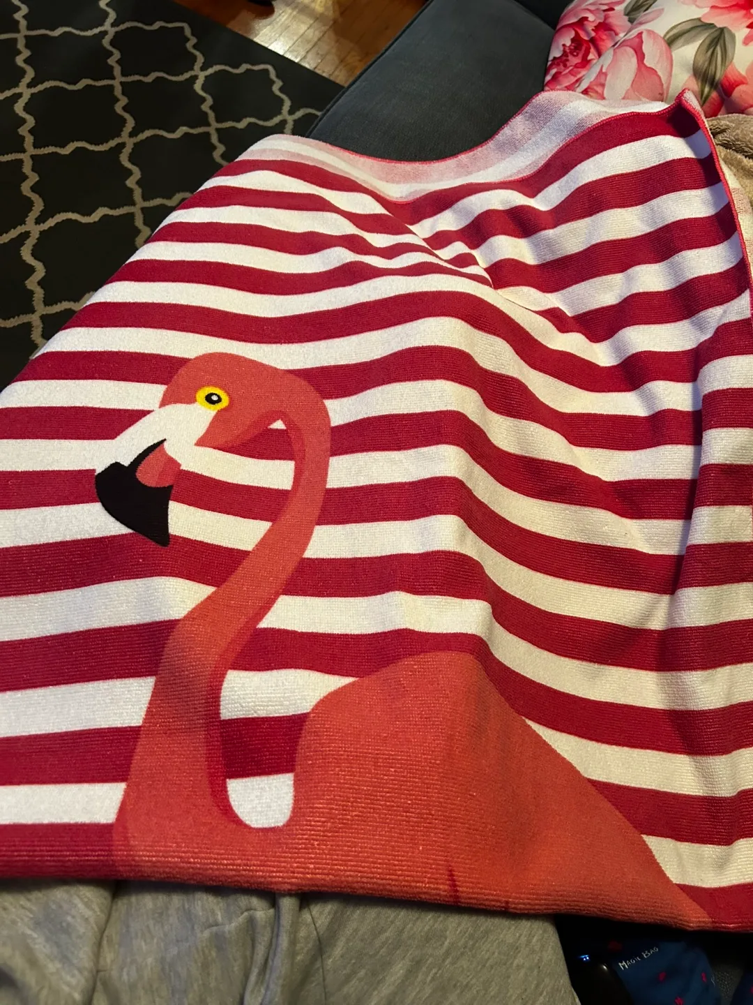 Flamingo Striped Beach Towel #freecycle thumbnail
