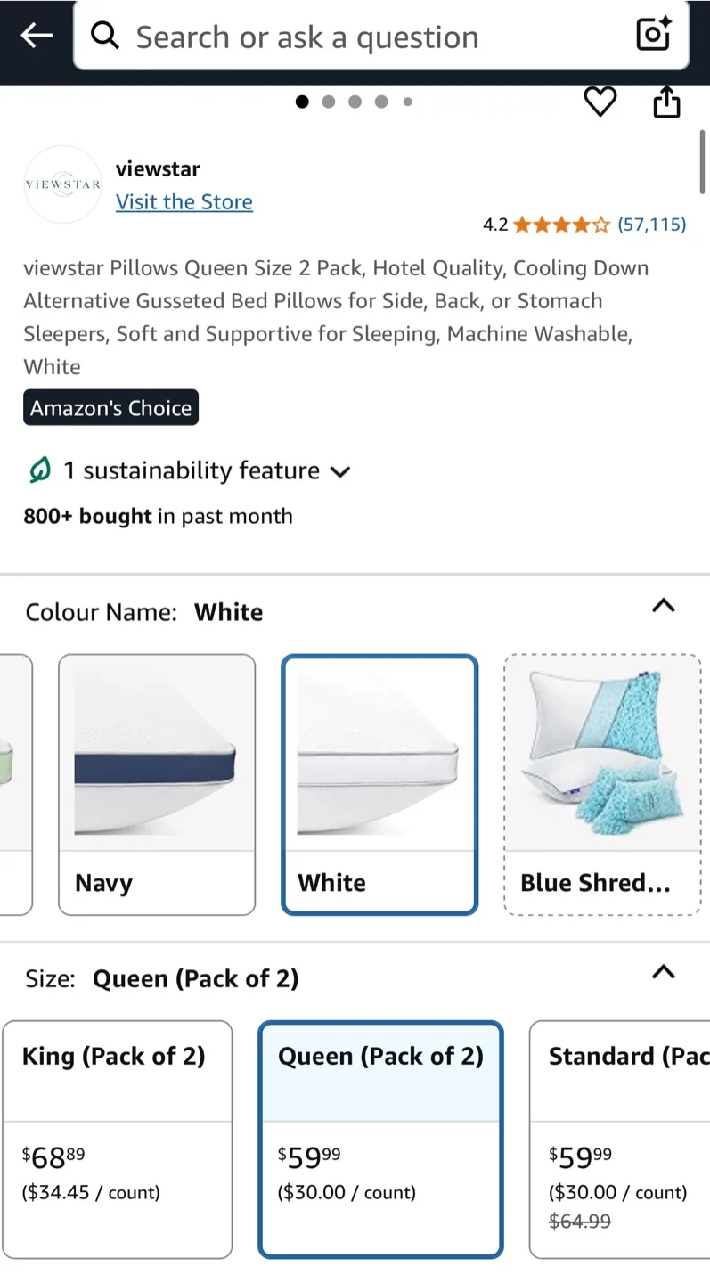 View star Pillows Queen Size 2 Pack image indicator(2)