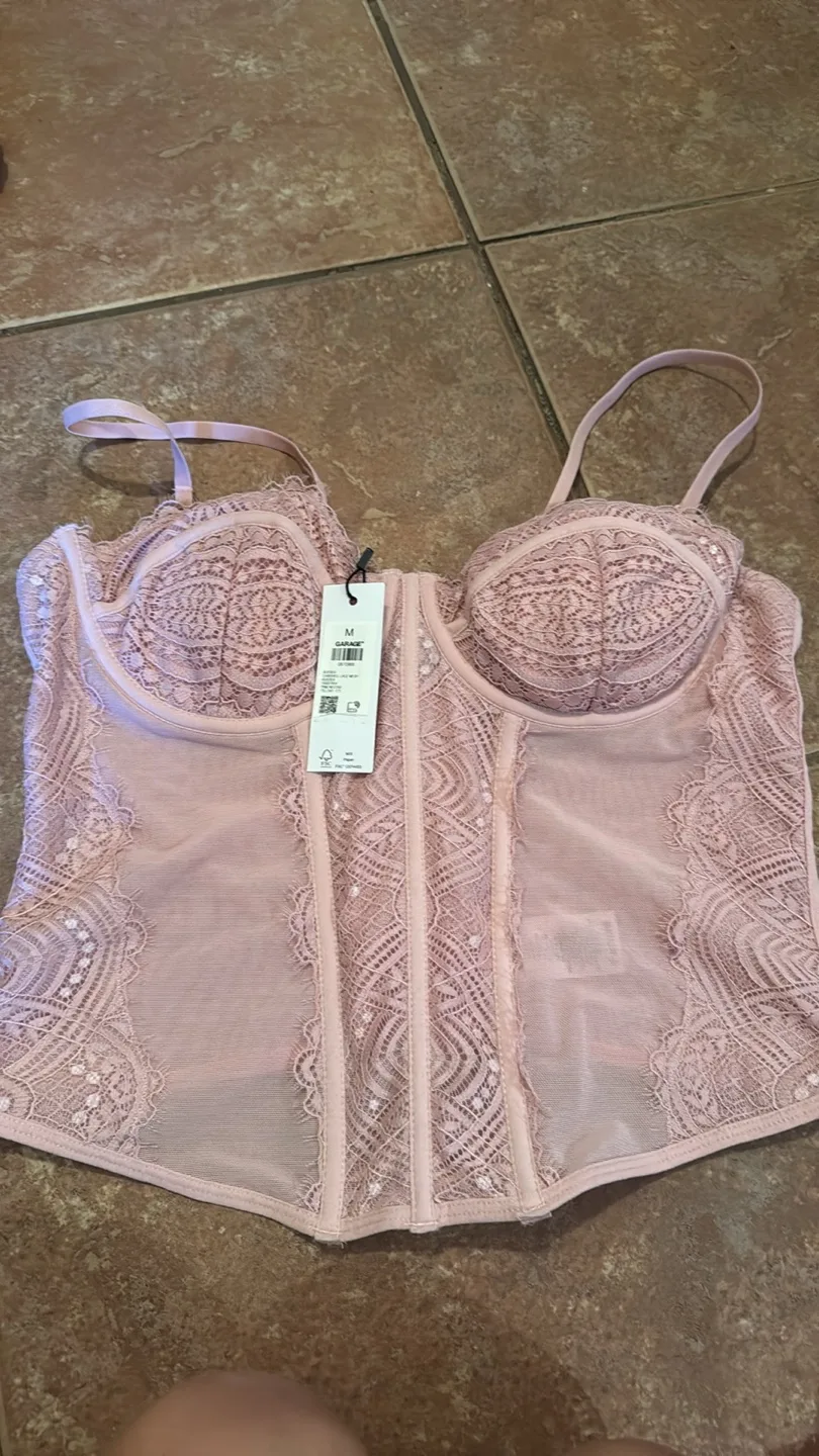 Garage Pink Lace Corset Top - Medium thumbnail