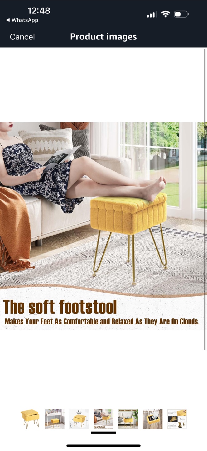 Yellow Ottoman Chair with Storage - photo 4