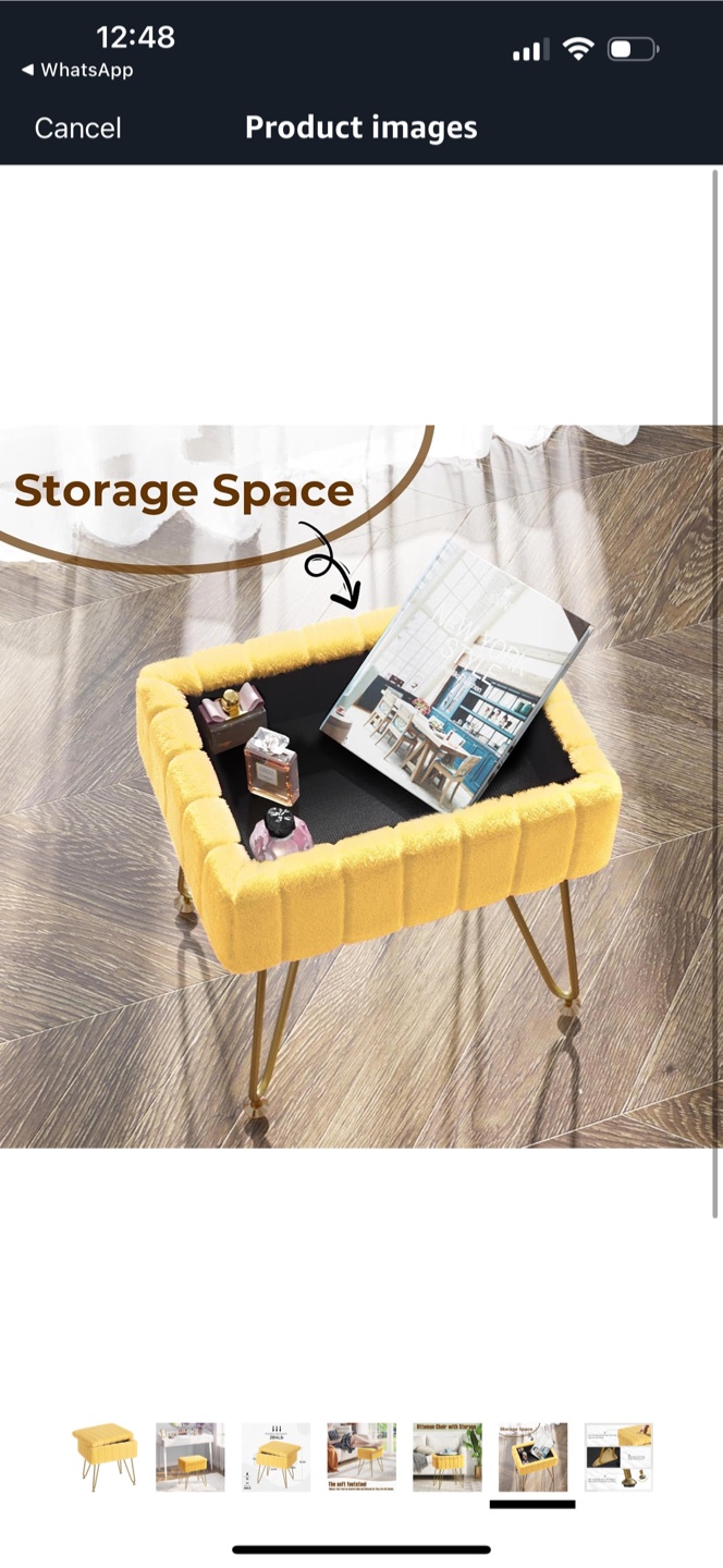 Yellow Ottoman Chair with Storage - photo 2
