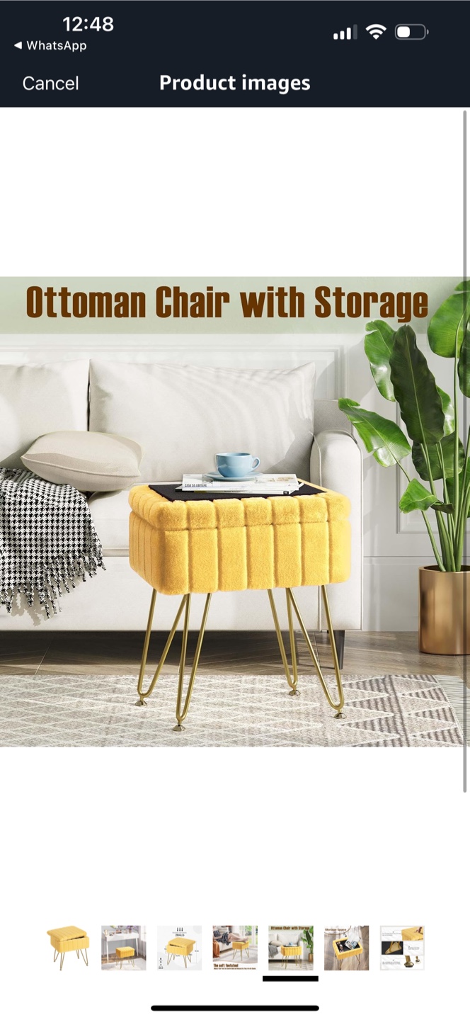 Yellow Ottoman Chair with Storage - photo 3