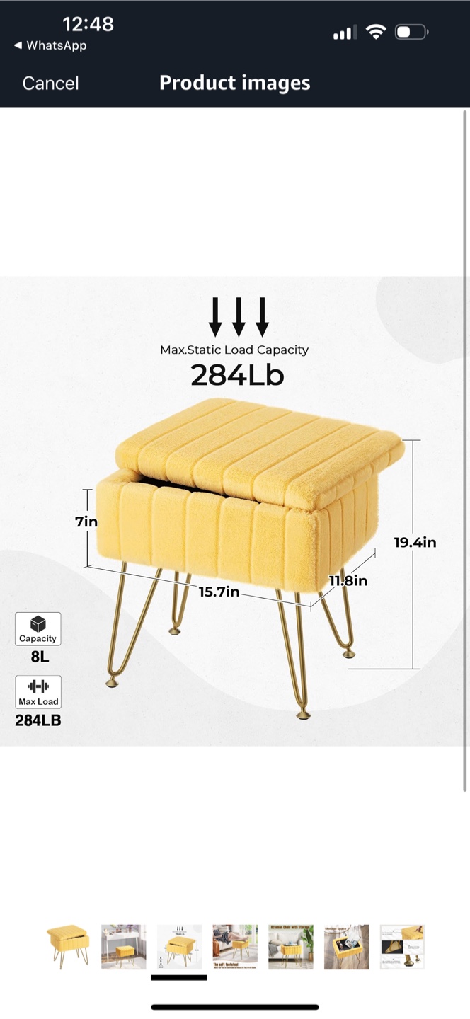 Yellow Ottoman Chair with Storage - photo 5