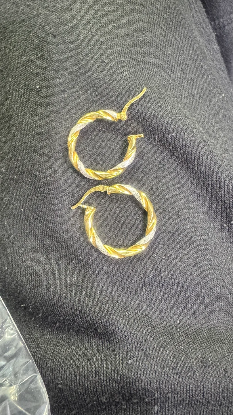 Gold and Silver Twisted Hoop Earrings thumbnail