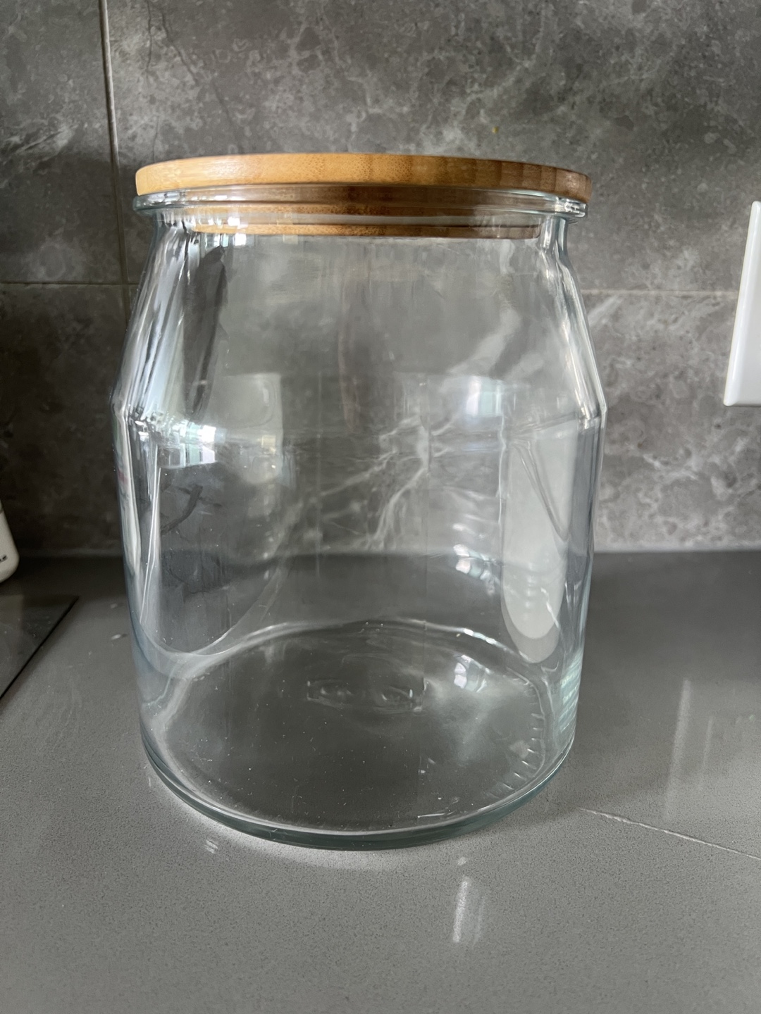 Jar with lid, glass/bamboo, 3.3 l
