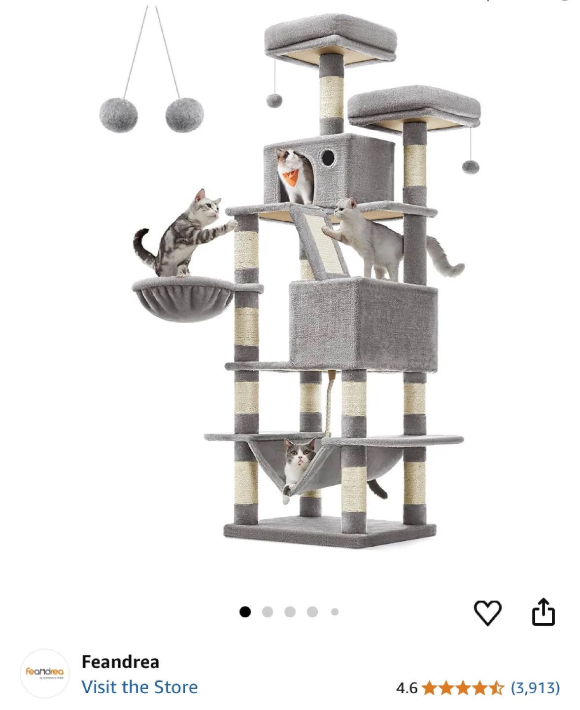 🏠 BRAND NEW Cat Tree – In Box 🐾 Light Grey thumbnail