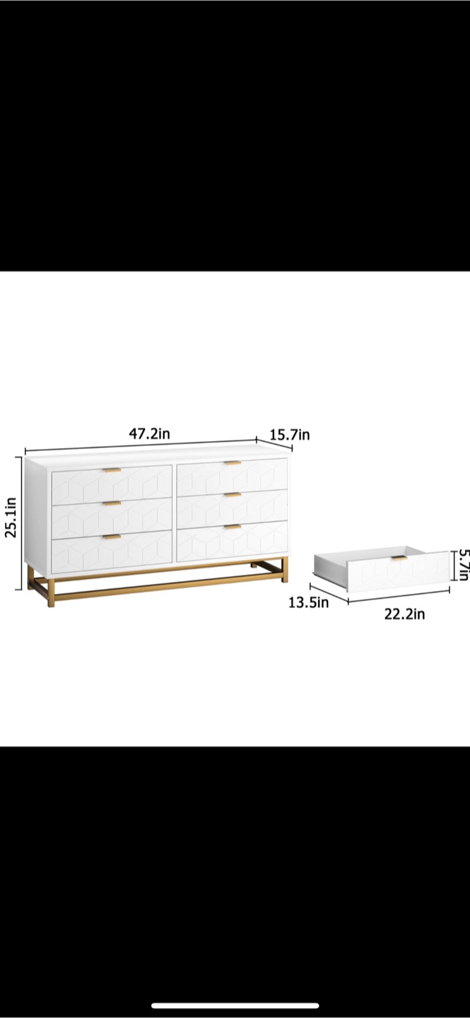 White Dresser with Gold Accents - photo 3