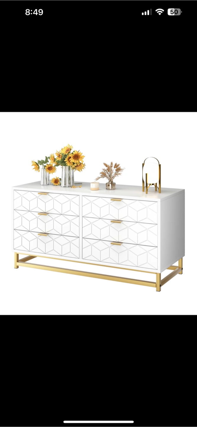 White Dresser with Gold Accents - photo 4