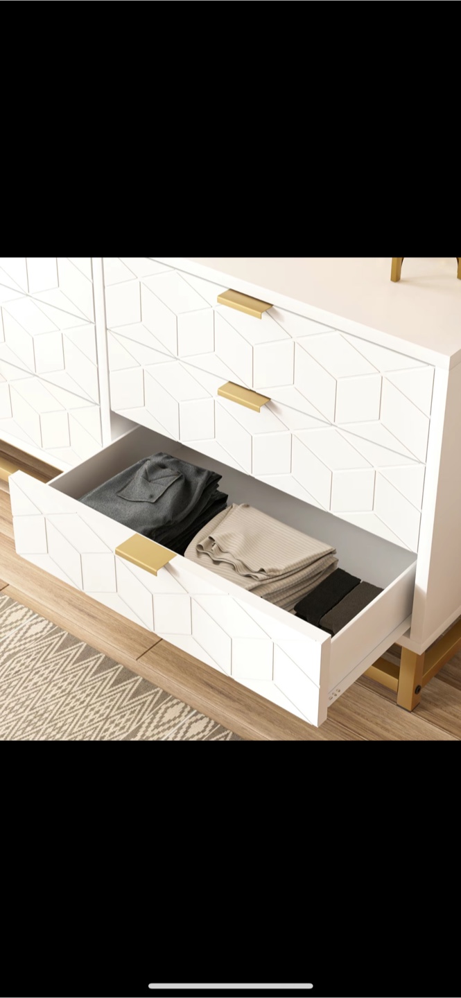 White Dresser with Gold Accents - photo 2