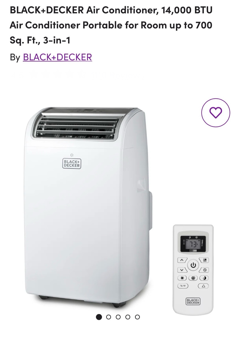 BLACK+DECKER Portable Air Conditioner 14,000 BTU