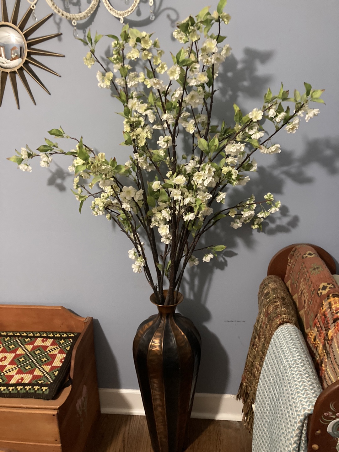 Beautiful tall vase with flowers
