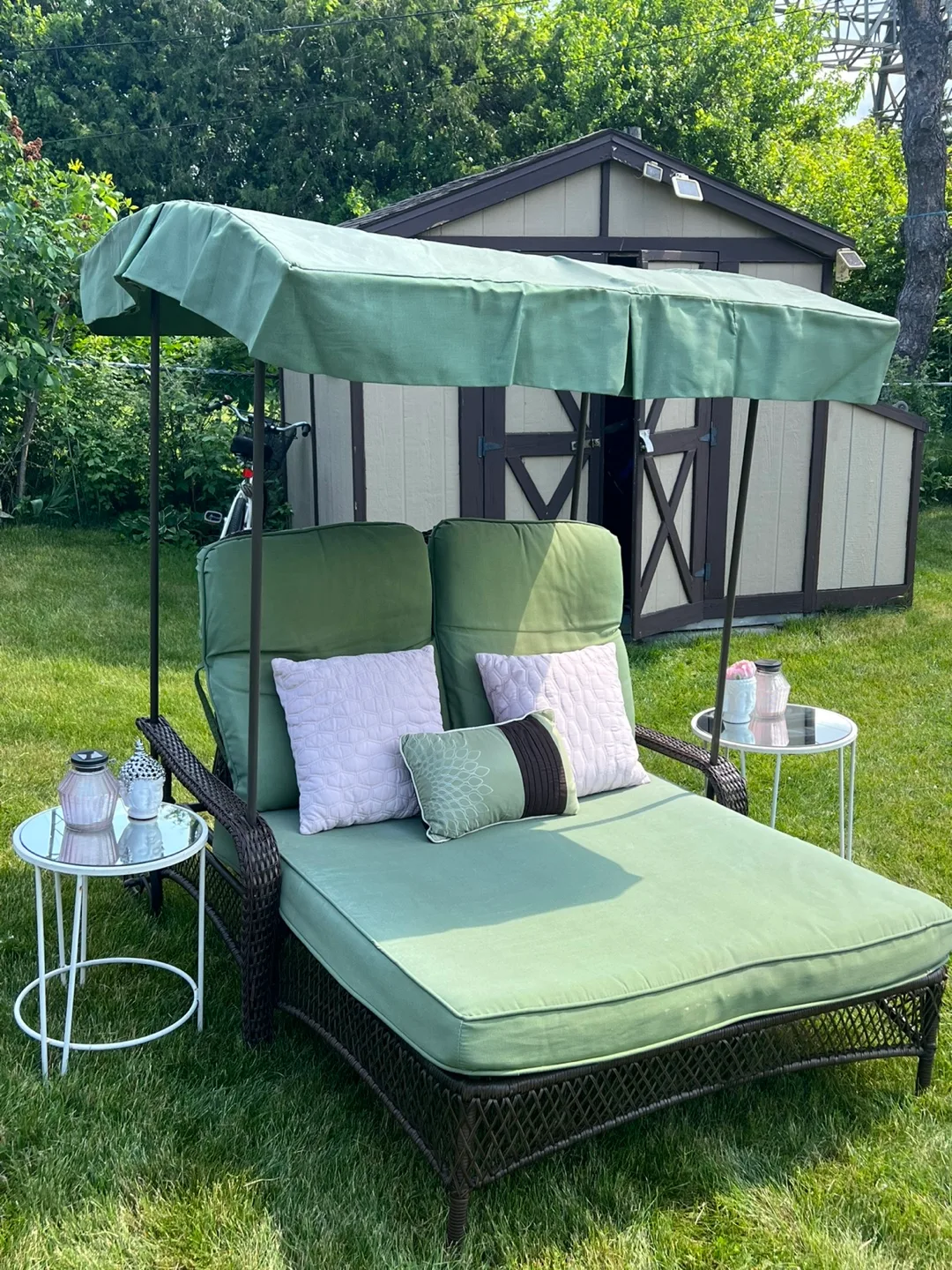 Outdoor Adjustable Double Lounger chair with canopy thumbnail
