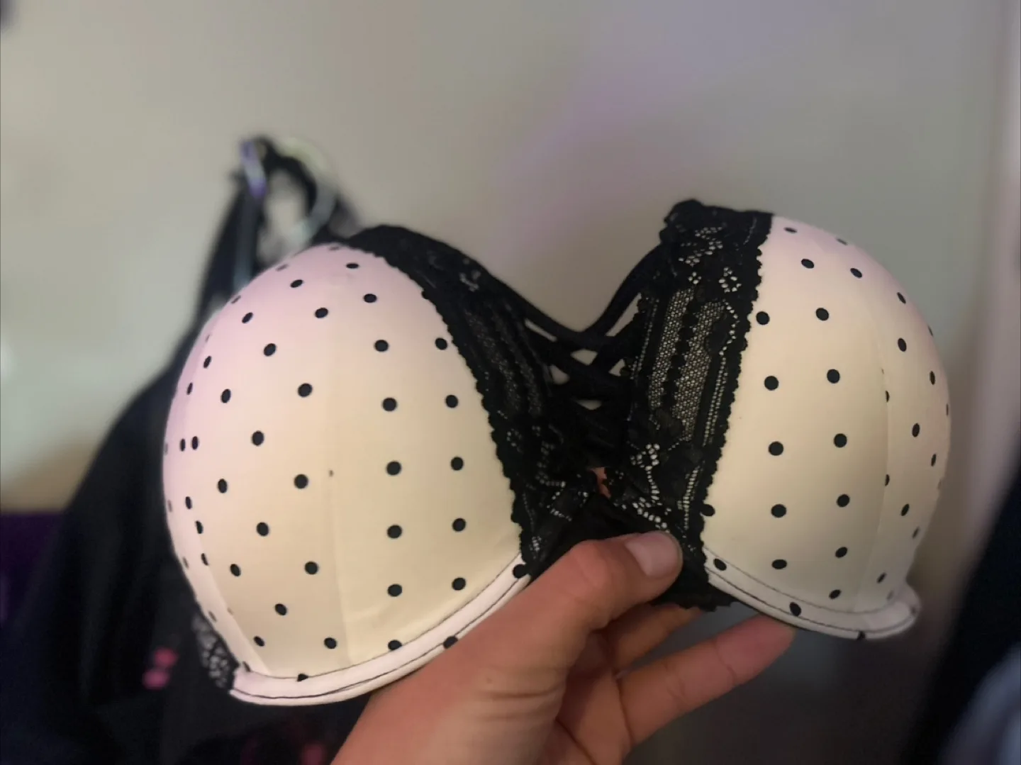White Polka Dot Bra with Lace thumbnail