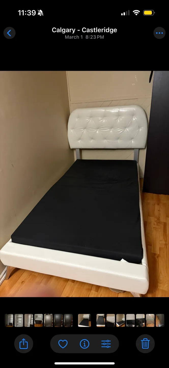 Twin Bed with White Headboard thumbnail