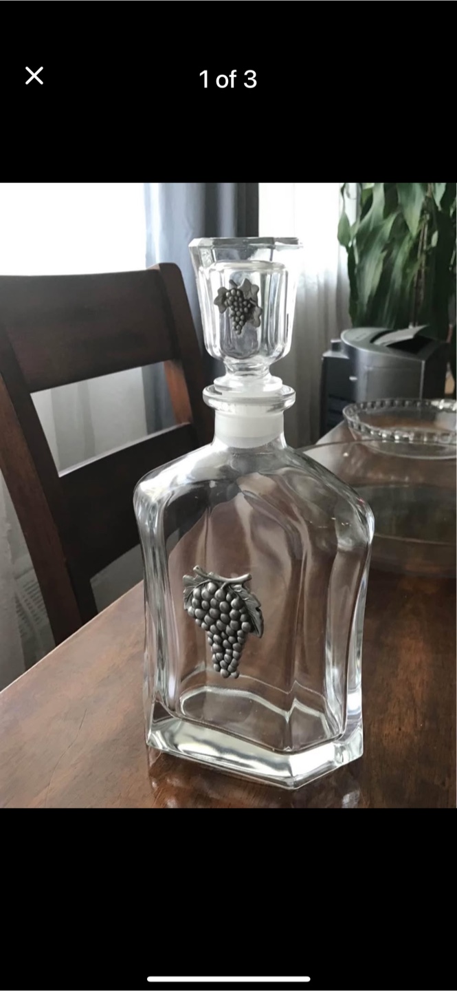 Vintage Decanter with Grape Motif