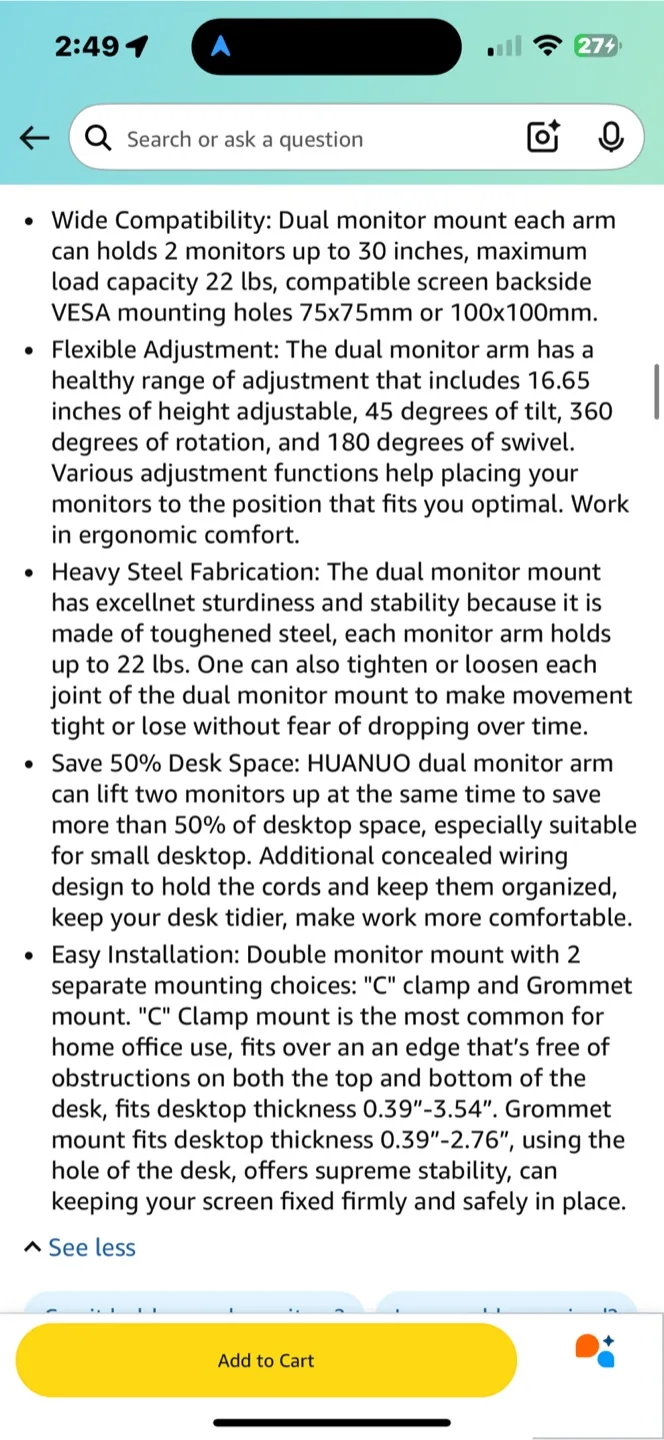 Dual Monitor Mount image indicator(4)