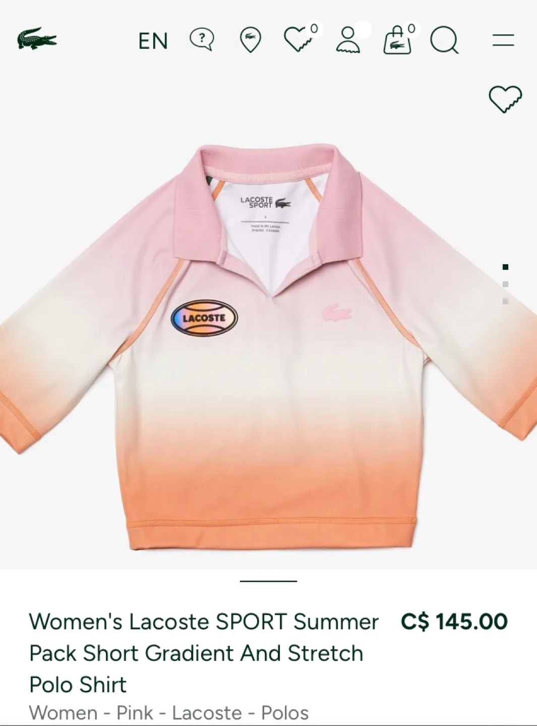 New Lacoste SPORT Summer Gradient Stretch Polo Shirt image indicator(5)
