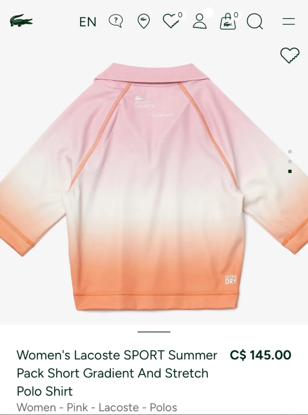 New Lacoste SPORT Summer Gradient Stretch Polo Shirt image indicator(6)