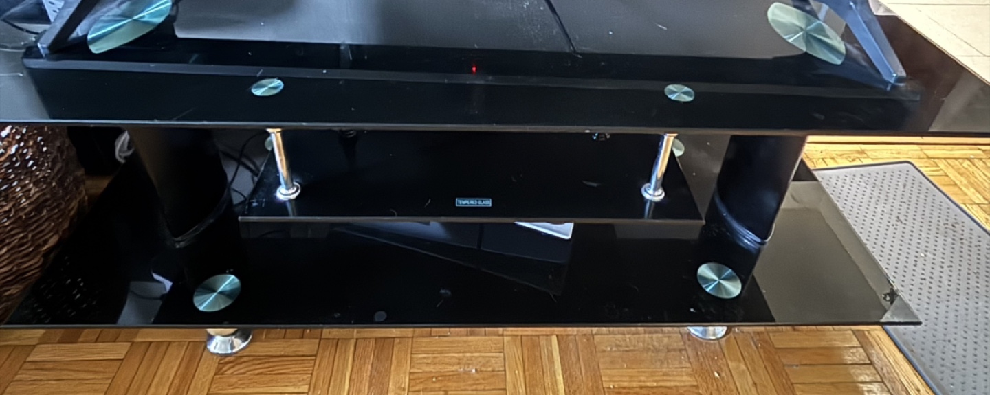 Modern Black Glass TV Stand Moving Sale - photo 2