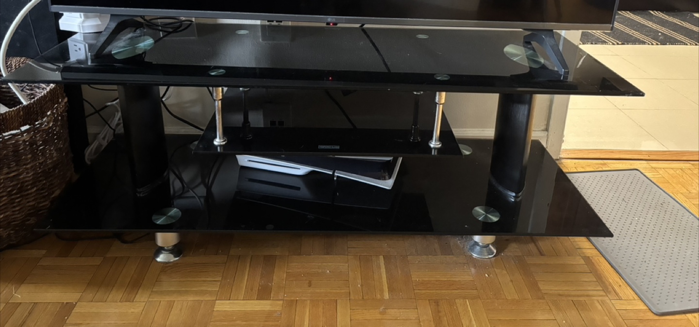 Modern Black Glass TV Stand Moving Sale