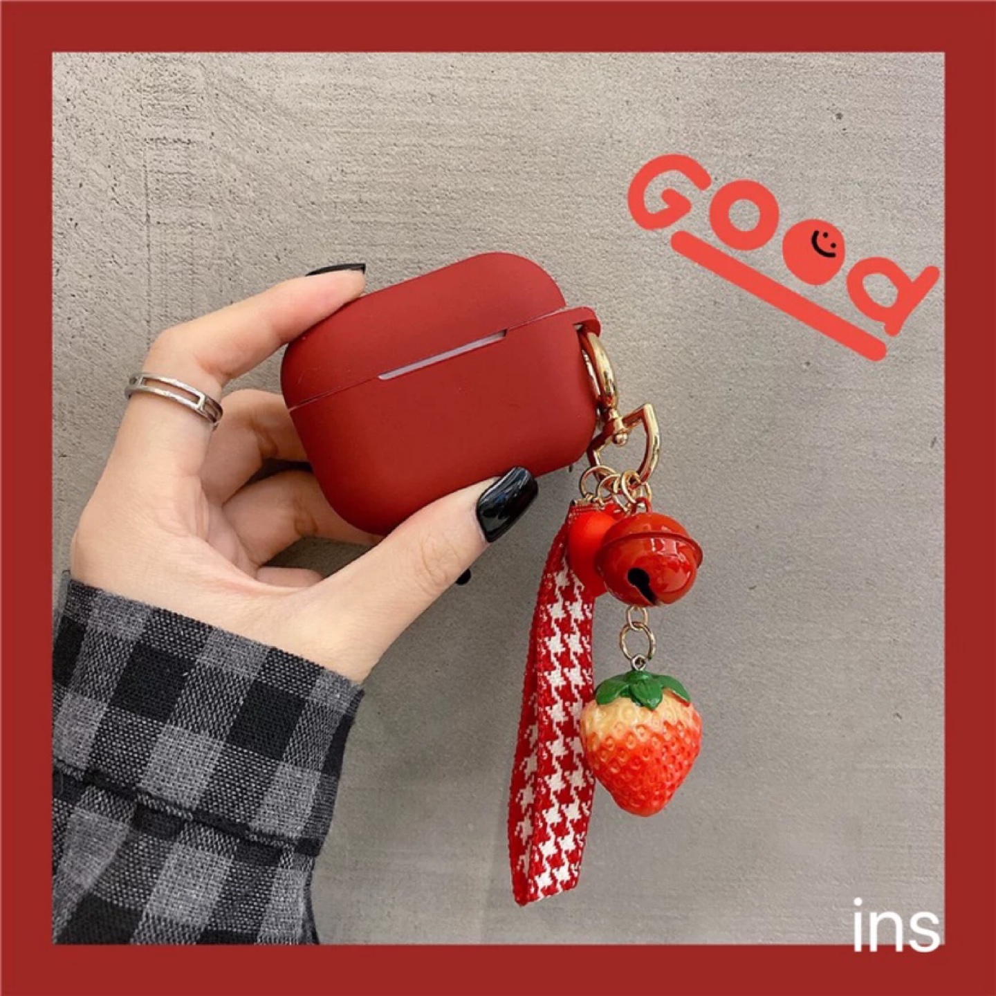 Red Earbud Case with Charm