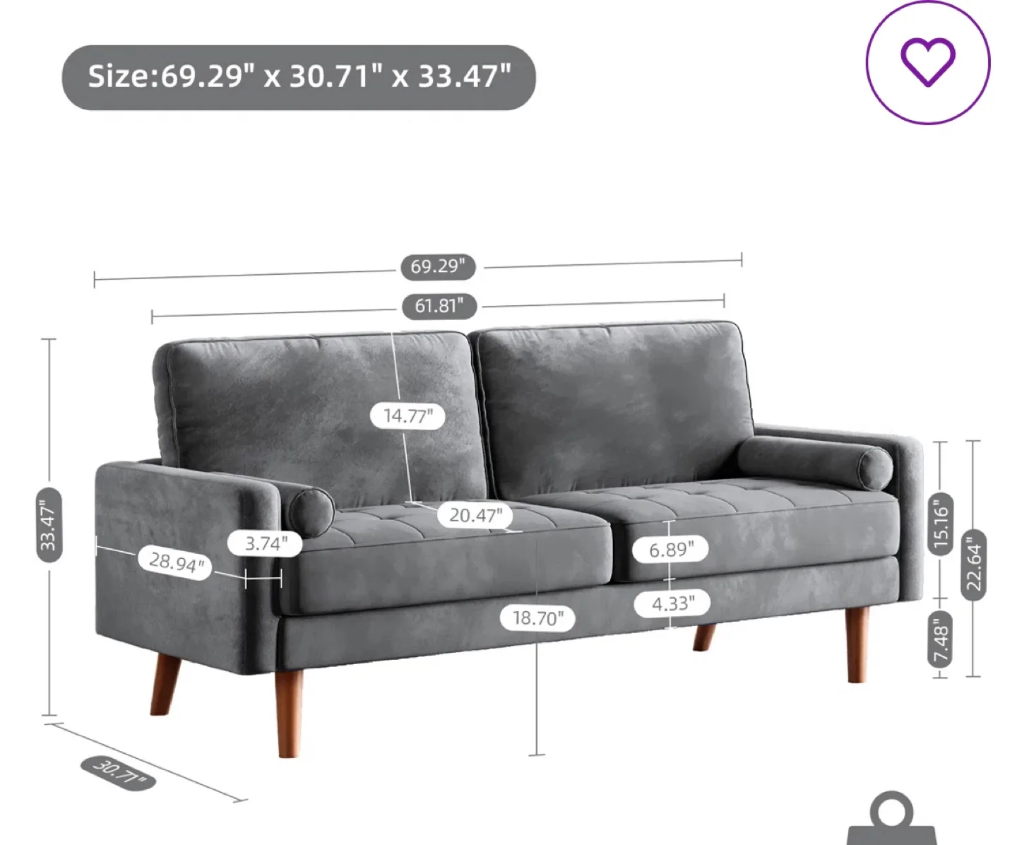 90% new🌈🌸Grey Velvet Couch image indicator(9)