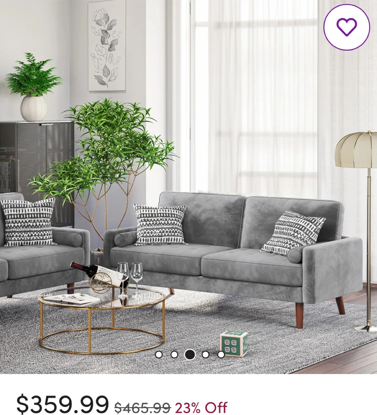 90% new🌈🌸Grey Velvet Couch image indicator(8)