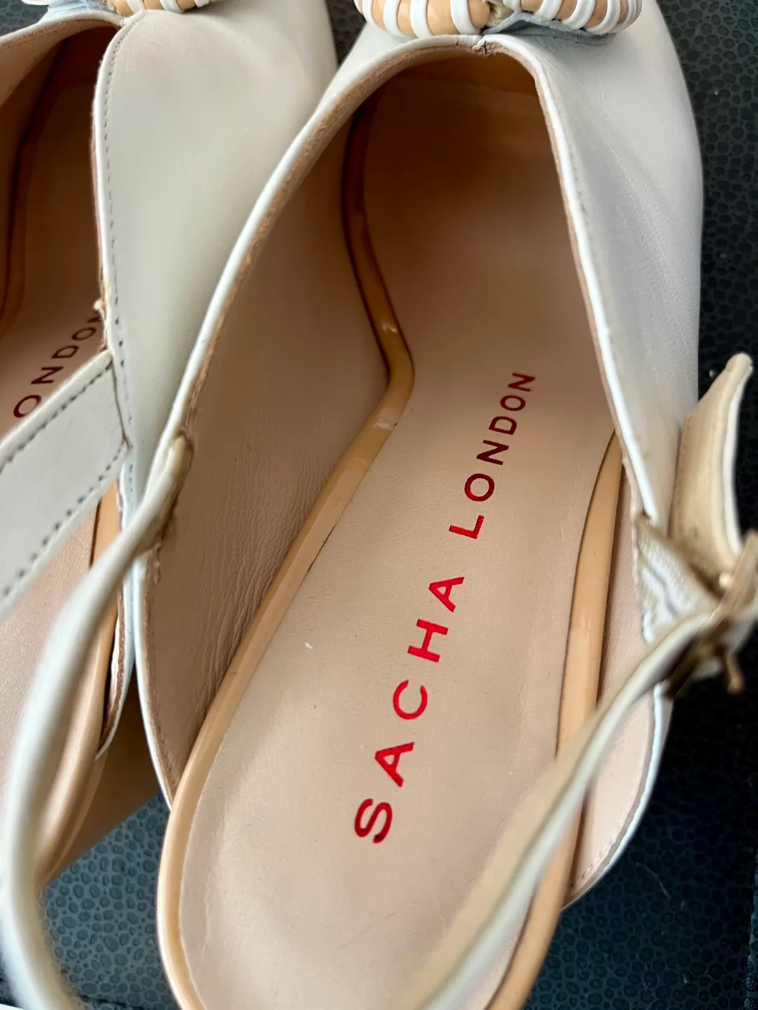 Sacha London White Leather Slingback Heels image indicator(3)