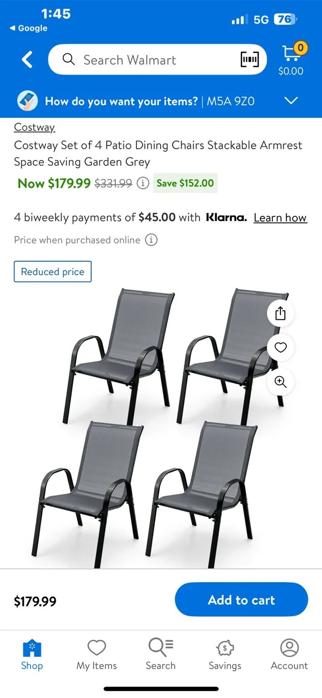Costway Patio Chairs 4pc thumbnail