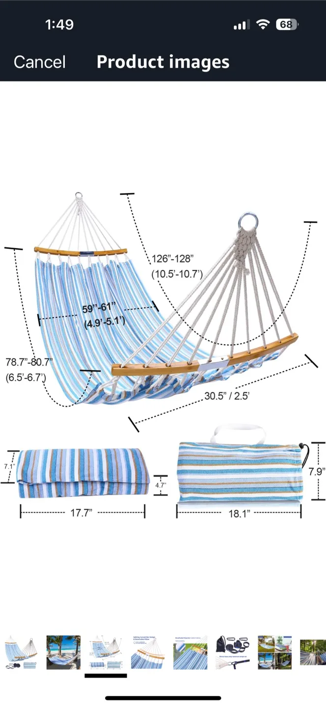 Striped Hammock with Carrying Case thumbnail