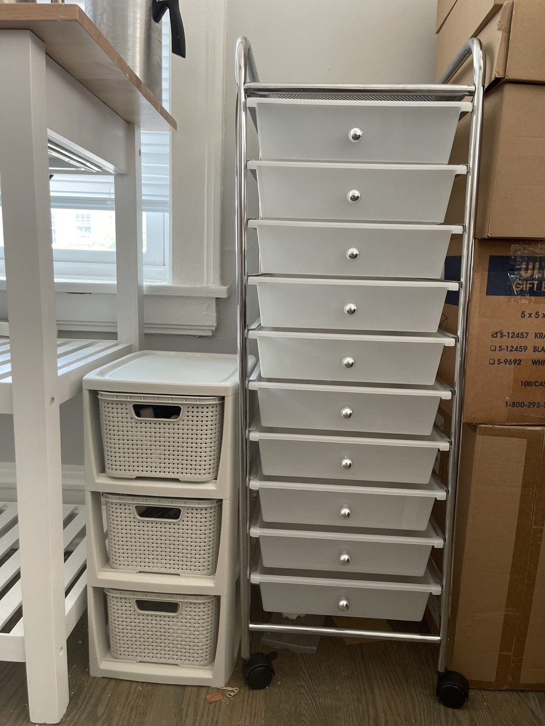 Rolling Storage Cart with Drawers