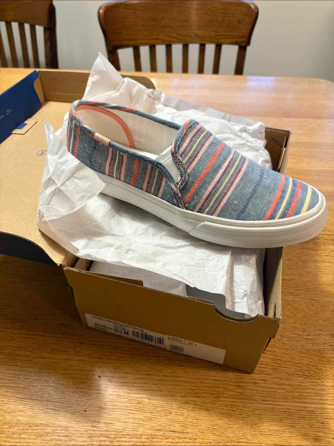 Keds Double Decker Stripe Navy/Multi Women's Slip-On Sneakers