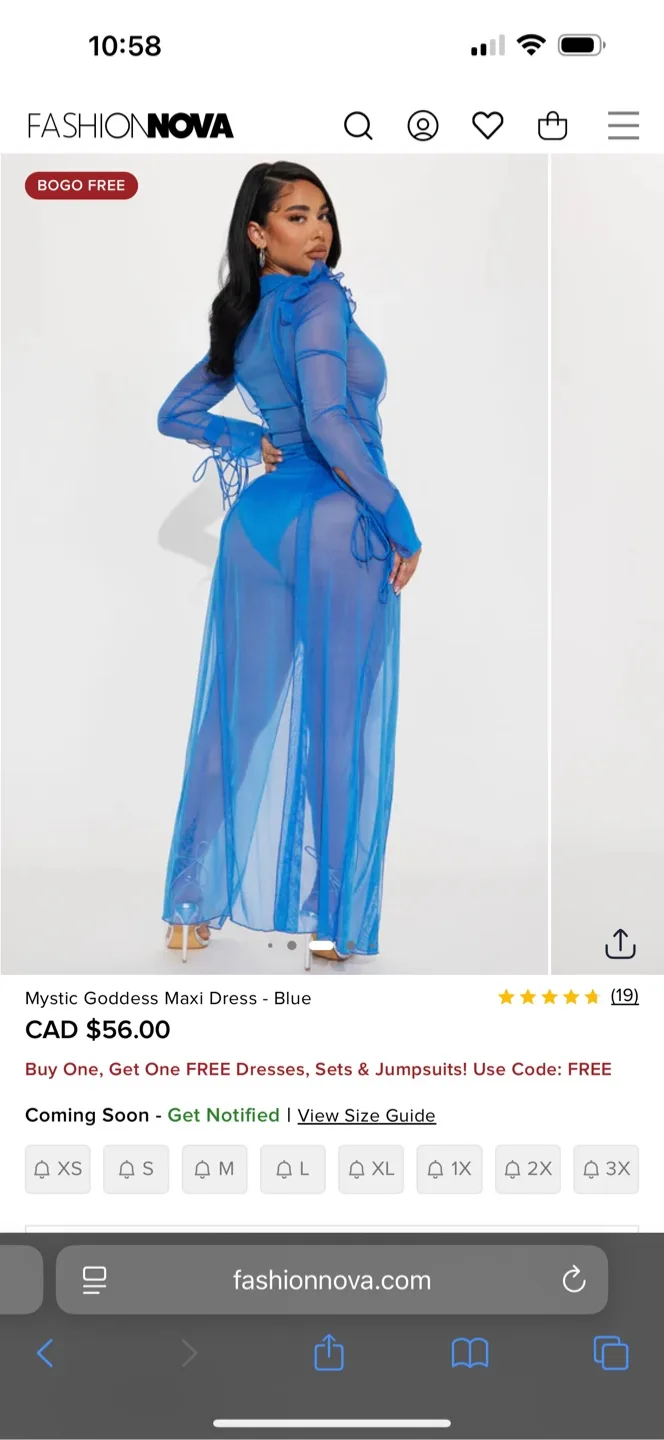 Fashion Nova Blue swim wear Maxi Dress thumbnail