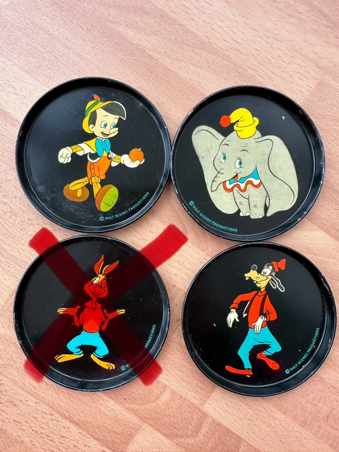 Vintage Walt Disney Productions Metal Coasters image indicator(6)