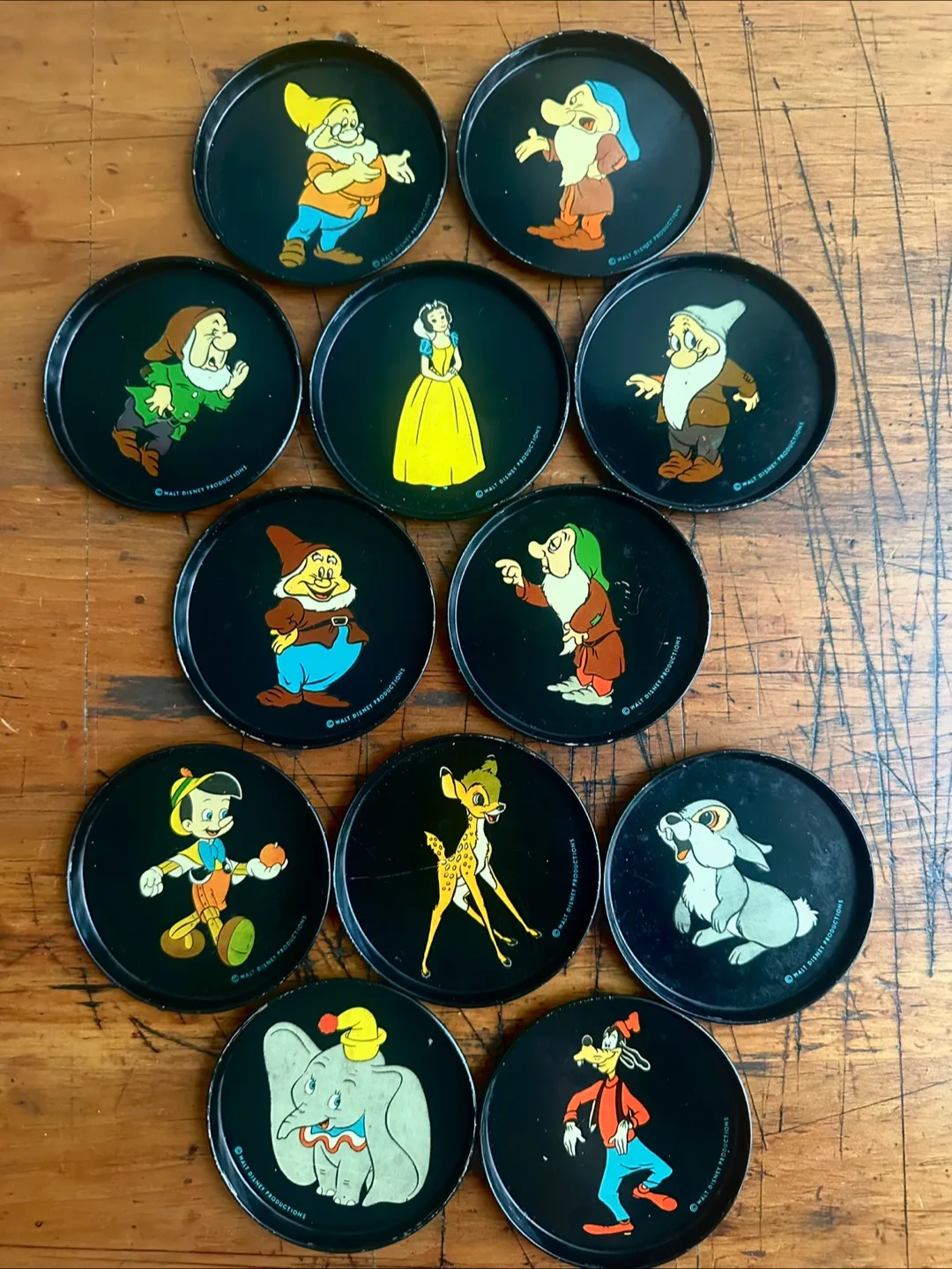 Vintage Walt Disney Productions Metal Coasters thumbnail