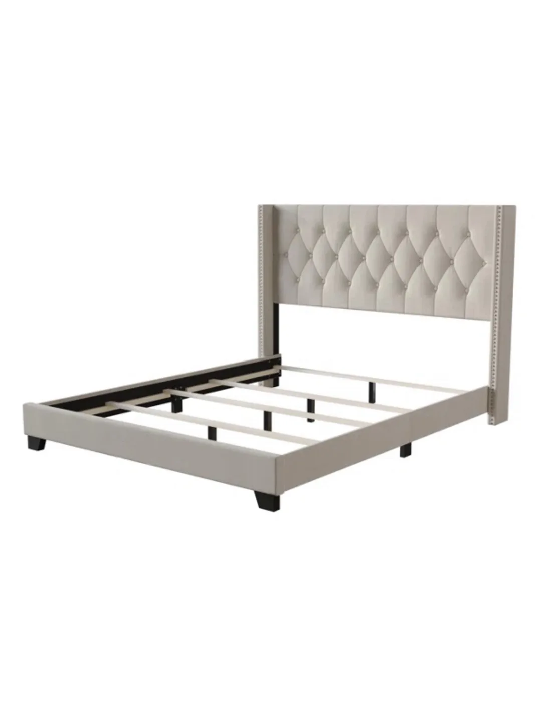 Queen Grey Upholstered Bed Frame thumbnail