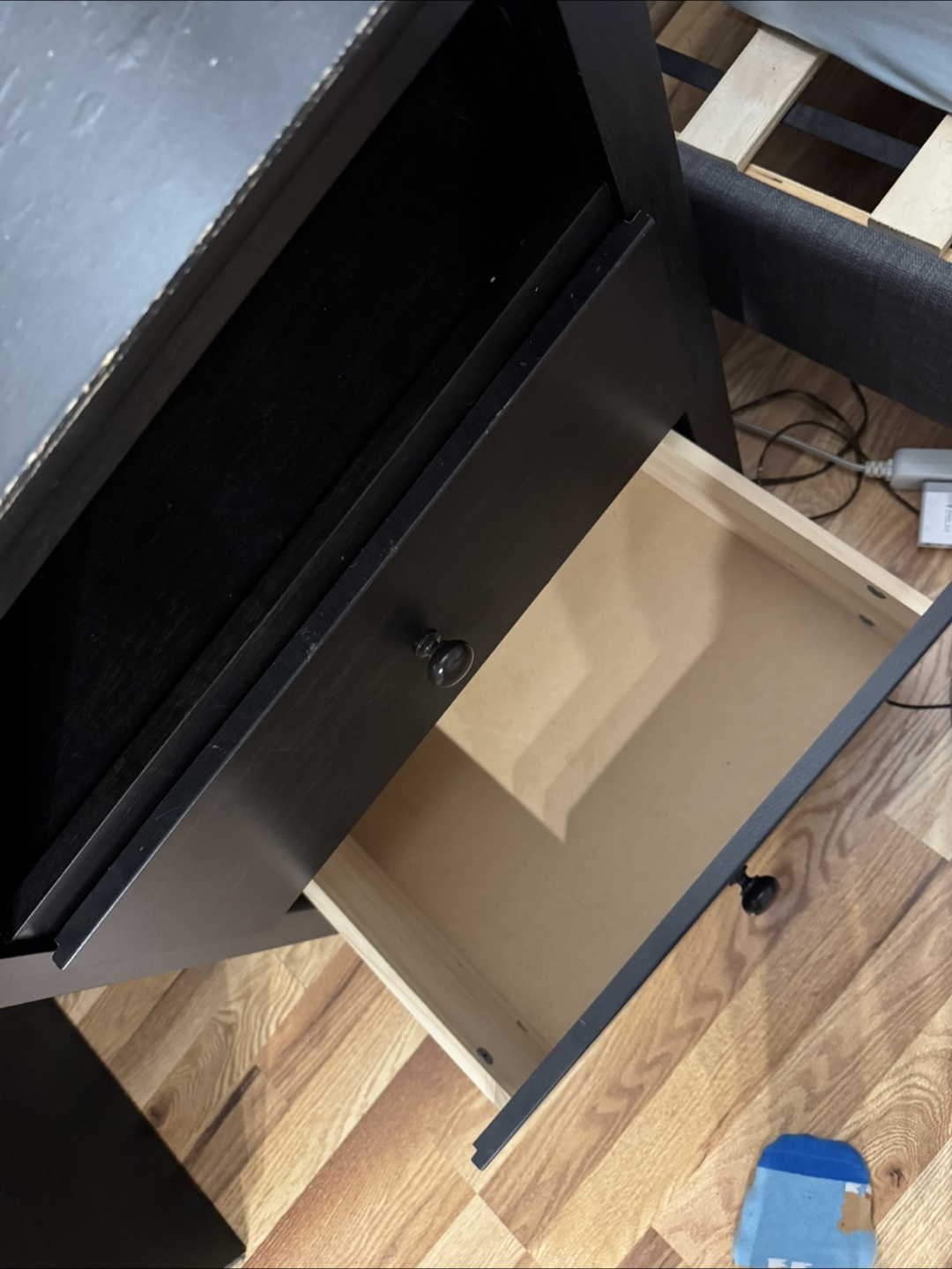 Black Nightstand with Drawers - photo 5
