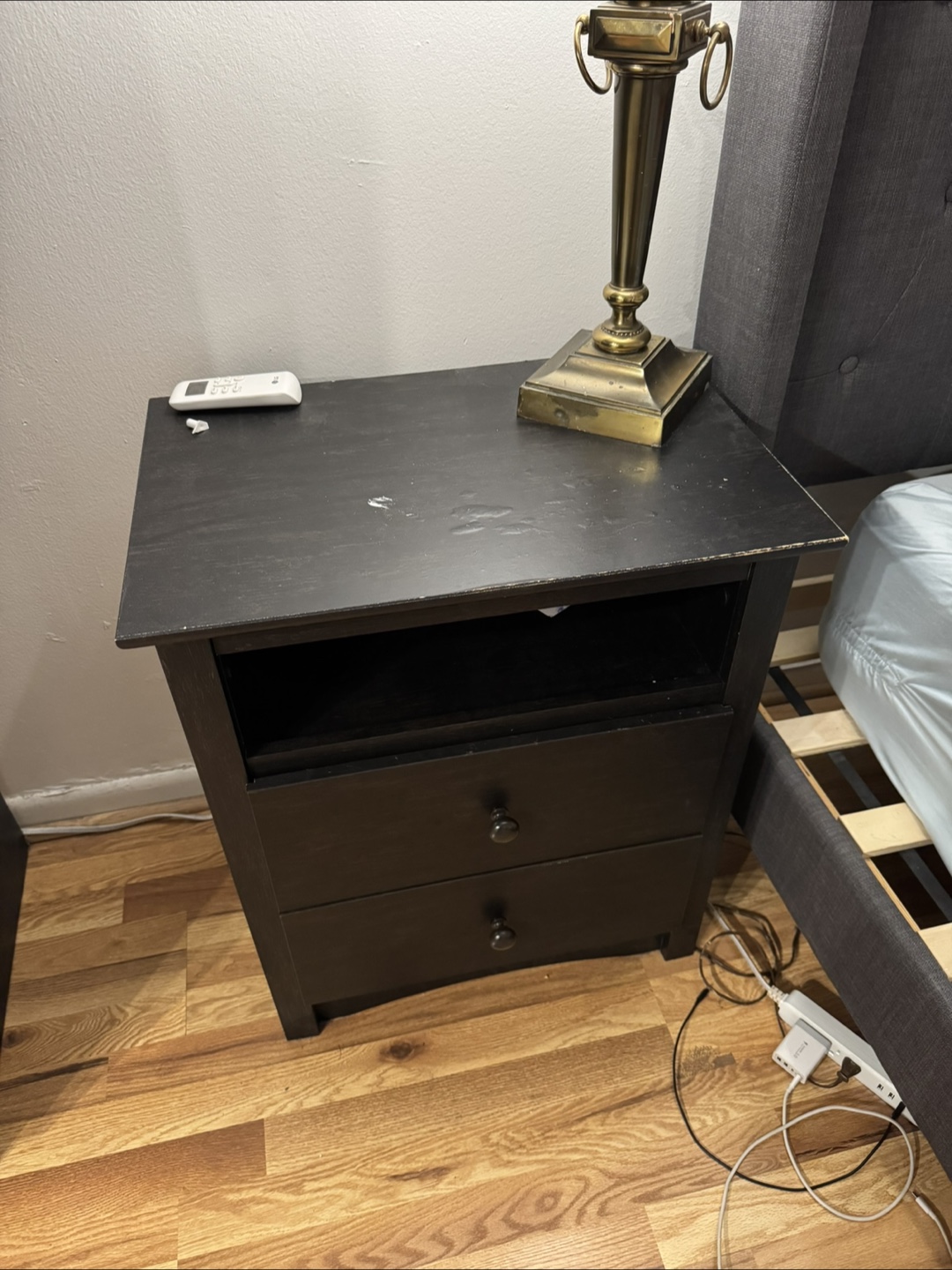 Black Nightstand with Drawers - photo 2