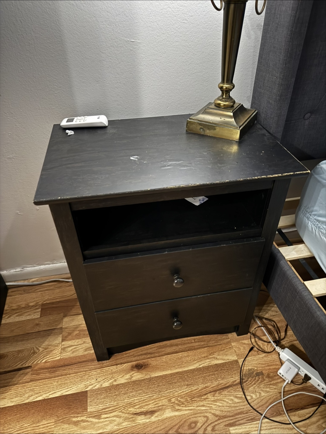 Black Nightstand with Drawers - photo 3