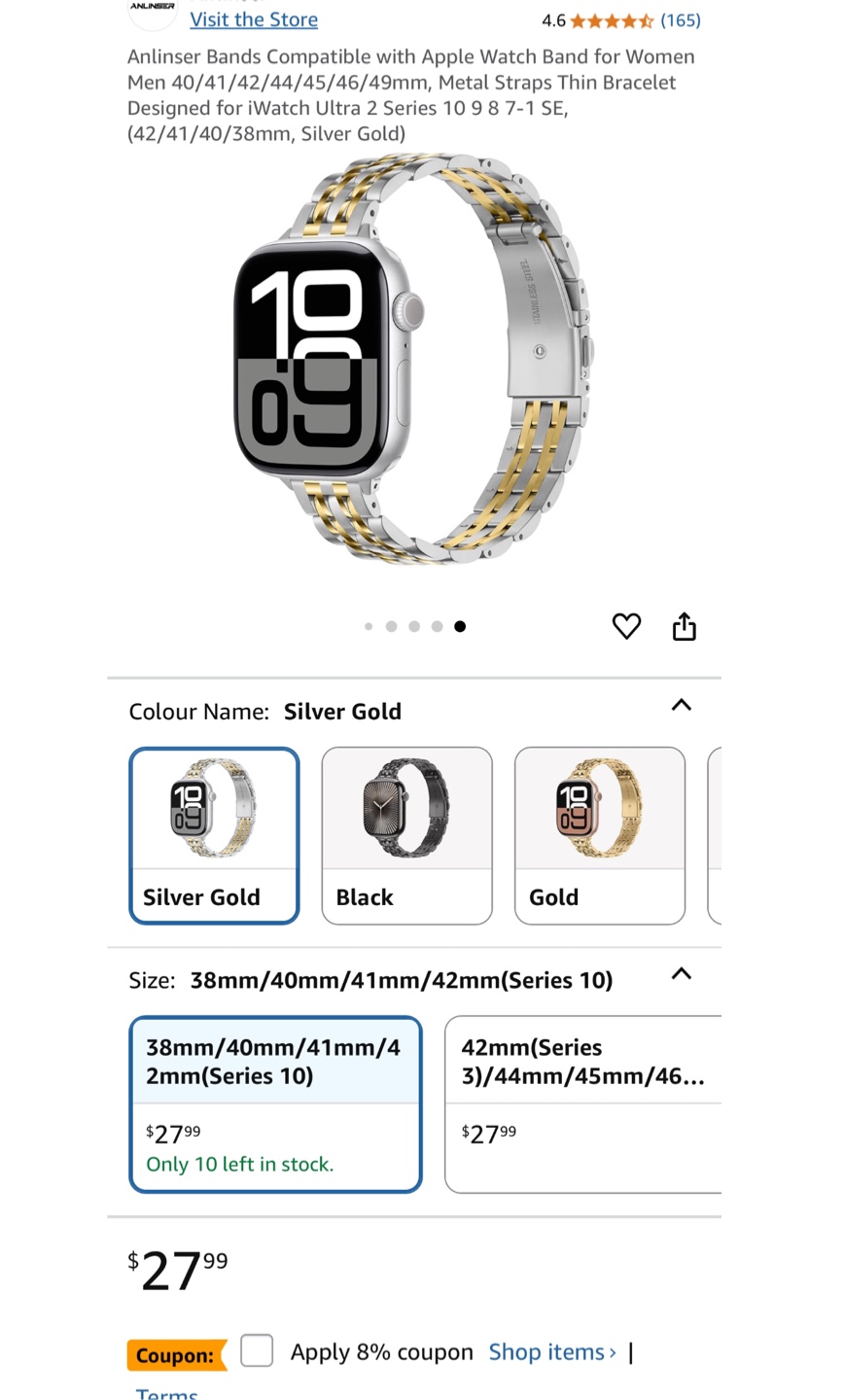 Silver and Gold Apple Watch Band - photo 5